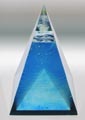 Blue Mist - glass sculpture - blue pyramid