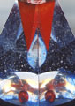 magic world  and optical efect inside glass pyramid